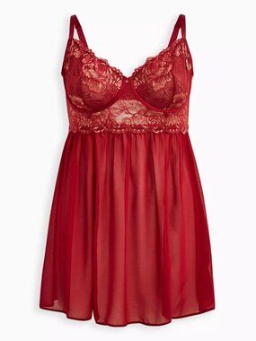 NWT Torrid Curve Plus Size 5X Red/Gold Lace Sheer Lingerie